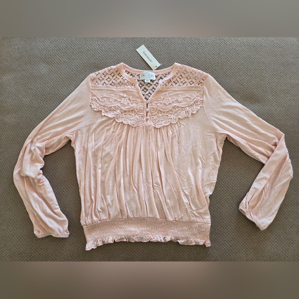 New Jun IVY women's XXS pink blush long sleeve blouse top